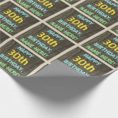 フェイク木色彩の鮮やか文字ルック30歳の誕生日+名前 ラッピングペーパー (角)