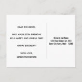 フェイク木、フェイク金ゴールド50番目の誕生日と名前をカスタムする ポストカード (裏面)