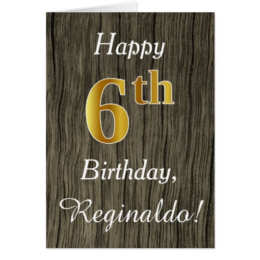 フェイク木、フェイク金ゴールド6番誕生日+名前をカスタムする (正面)