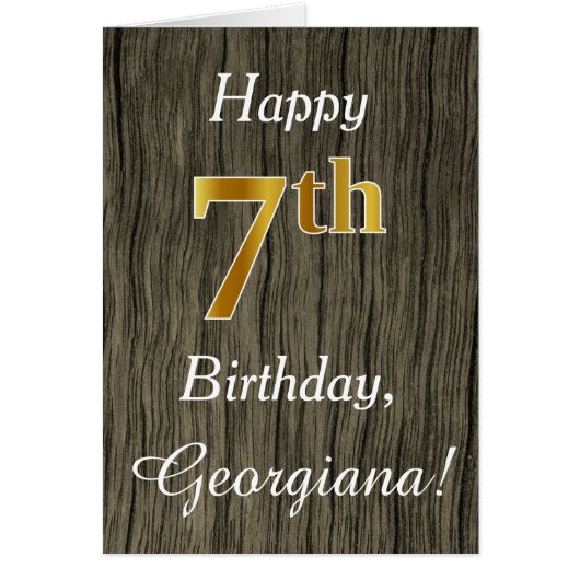 フェイク木、フェイク金ゴールド7誕生日+名前をカスタムする (正面)