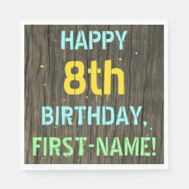 フェイク木、絵を描文字の外観、8誕生日+名前 スタンダードランチョンナプキン