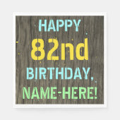 フェイク木、絵を描文字の外観、82番目の誕生日+名前 スタンダードランチョンナプキン (正面)