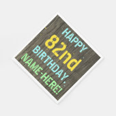 フェイク木、絵を描文字の外観、82番目の誕生日+名前 スタンダードランチョンナプキン (角)