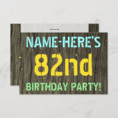 フェイク木、絵を描文字の外観、82番目の誕生日+名前 招待状 (正面/裏面)
