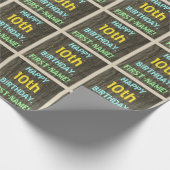 フェイク木、色彩の鮮やか文字の外観、10誕生日+名前 ラッピングペーパー (角)