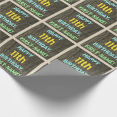 フェイク木、色彩の鮮やか文字の外観、11誕生日+名前 ラッピングペーパー (角)