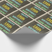 フェイク木、色彩の鮮やか文字の外観、13誕生日+名前 ラッピングペーパー (角)