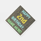 フェイク木、色彩の鮮やか文字の外観、2回目の誕生日+名前 スタンダードランチョンナプキン (角)