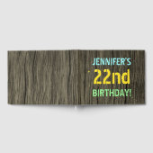 フェイク木、色彩の鮮やか文字の外観、22誕生日+名前 ゲストブック (全面)