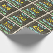 フェイク木、色彩の鮮やか文字の外観、23誕生日+名前 ラッピングペーパー (角)