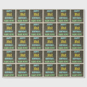 フェイク木、色彩の鮮やか文字の外観、31誕生日+名前 ラッピングペーパー (フラット)