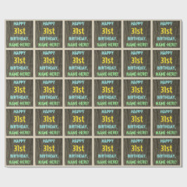 フェイク木、色彩の鮮やか文字の外観、31誕生日+名前 ラッピングペーパー
