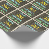 フェイク木、色彩の鮮やか文字の外観、31誕生日+名前 ラッピングペーパー (角)