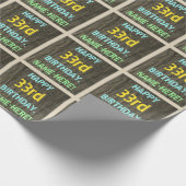 フェイク木、色彩の鮮やか文字の外観、33誕生日+名前 ラッピングペーパー (角)