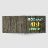 フェイク木、色彩の鮮やか文字の外観、41誕生日+名前 ゲストブック (全面)