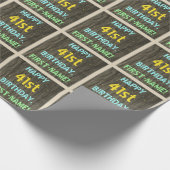 フェイク木、色彩の鮮やか文字の外観、41誕生日+名前 ラッピングペーパー (角)