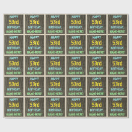 フェイク木、色彩の鮮やか文字の外観、53誕生日+名前 ラッピングペーパー