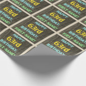 フェイク木、色彩の鮮やか文字の外観、63誕生日+名前 ラッピングペーパー (角)