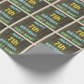 フェイク木、色彩の鮮やか文字の外観、7誕生日+名前 ラッピングペーパー (角)