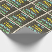 フェイク木、色彩の鮮やか文字の外観、70誕生日+名前 ラッピングペーパー (角)