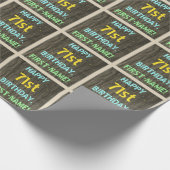 フェイク木、色彩の鮮やか文字の外観、71誕生日+名前 ラッピングペーパー (角)