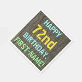 フェイク木、色彩の鮮やか文字の外観、72番目の誕生日+名前 スタンダードランチョンナプキン (角)