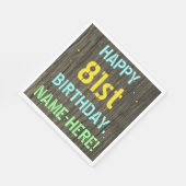 フェイク木、色彩の鮮やか文字の外観、81誕生日+名前 スタンダードランチョンナプキン (角)