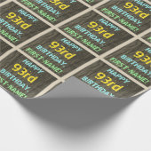 フェイク木、色彩の鮮やか文字の外観、93誕生日+名前 ラッピングペーパー (角)