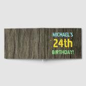 フェイク木、色彩の鮮やか文字ルック、24誕生日+名前 ゲストブック (全面)