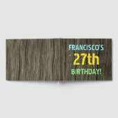 フェイク木、色彩の鮮やか文字ルック、27誕生日+名前 ゲストブック (全面)