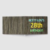 フェイク木、色彩の鮮やか文字ルック、28誕生日+名前 ゲストブック (全面)