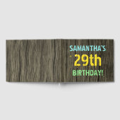 フェイク木、色彩の鮮やか文字ルック、29誕生日+名前 ゲストブック (全面)