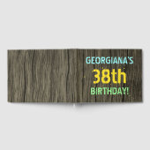 フェイク木、色彩の鮮やか文字ルック、38誕生日+名前 ゲストブック (全面)