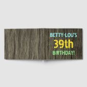 フェイク木、色彩の鮮やか文字ルック、39誕生日+名前 ゲストブック (全面)