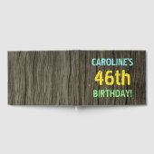 フェイク木、色彩の鮮やか文字ルック、46誕生日+名前 ゲストブック (全面)