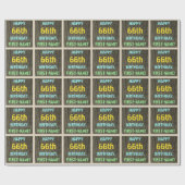 フェイク木、色彩の鮮やか文字ルック、66誕生日+名前 ラッピングペーパー (フラット)