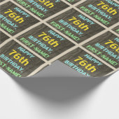 フェイク木、色彩の鮮やか文字ルック、76誕生日+名前 ラッピングペーパー (角)