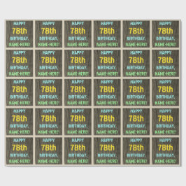 フェイク木、色彩の鮮やか文字ルック、78誕生日+名前 ラッピングペーパー