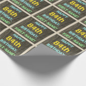 フェイク木、色彩の鮮やか文字ルック、84誕生日+名前 ラッピングペーパー (角)