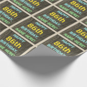 フェイク木、色彩の鮮やか文字ルック、86誕生日+名前 ラッピングペーパー (角)