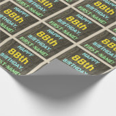 フェイク木、色彩の鮮やか文字ルック、88誕生日+名前 ラッピングペーパー (角)