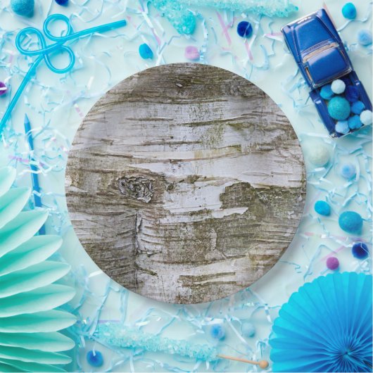 フェイク樺の木樹皮質外観パターン ペーパープレート (パーティー)