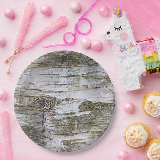 フェイク樺の木樹皮質外観パターン ペーパープレート (パーティー)