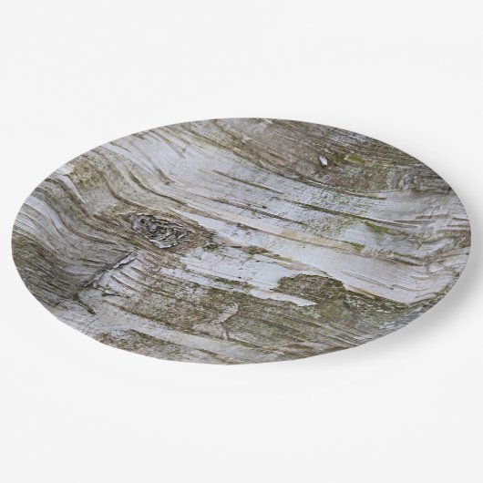 フェイク樺の木樹皮質外観パターン ペーパープレート (アングル)