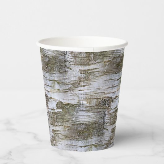 フェイク樺の木樹皮質感ルックパターン紙Cu 紙コップ (右)