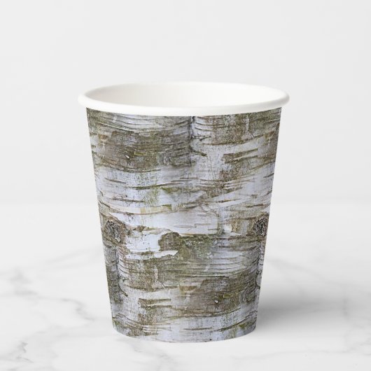 フェイク樺の木樹皮質感ルックパターン紙Cu 紙コップ (正面)