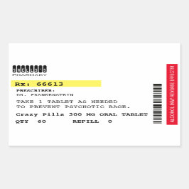 フェイク熱狂するピル処方箋ラベルハロウィーンプロップ 長方形シール