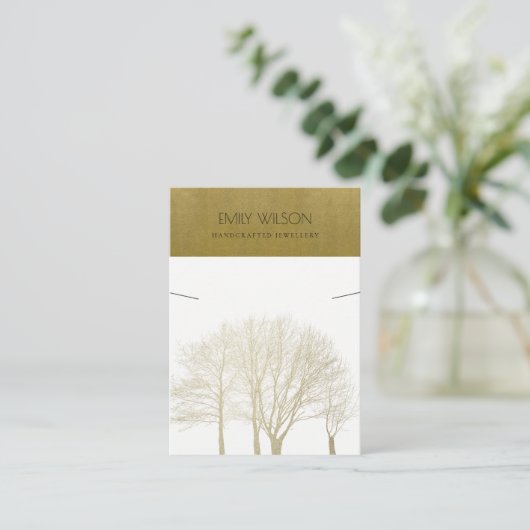 フェイク王室の金ゴールド秋木立首飾り表示装置 名刺 (スタンド正面)