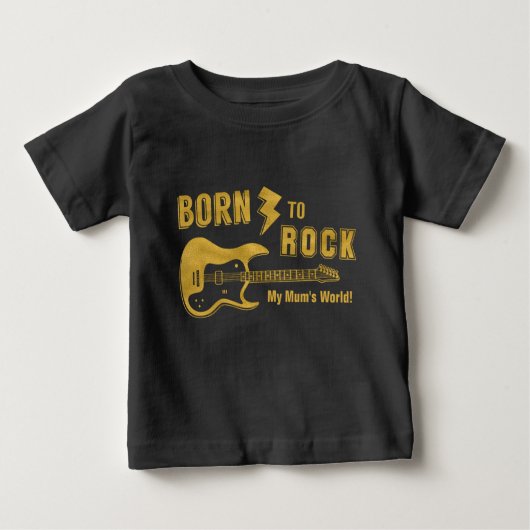 フェイク生まれおもしろい金ゴールドTo Rock Mums World Guitar ベビーTシャツ (正面)