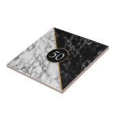 フェイク白黒大理石ユタパーソナライズされたイル タイル (側面)